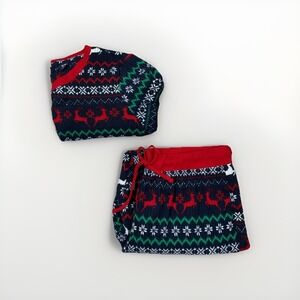 Lands End Pajama Set Size Medium 2 piece Fairisle Pattern Soft Cozy Stretch